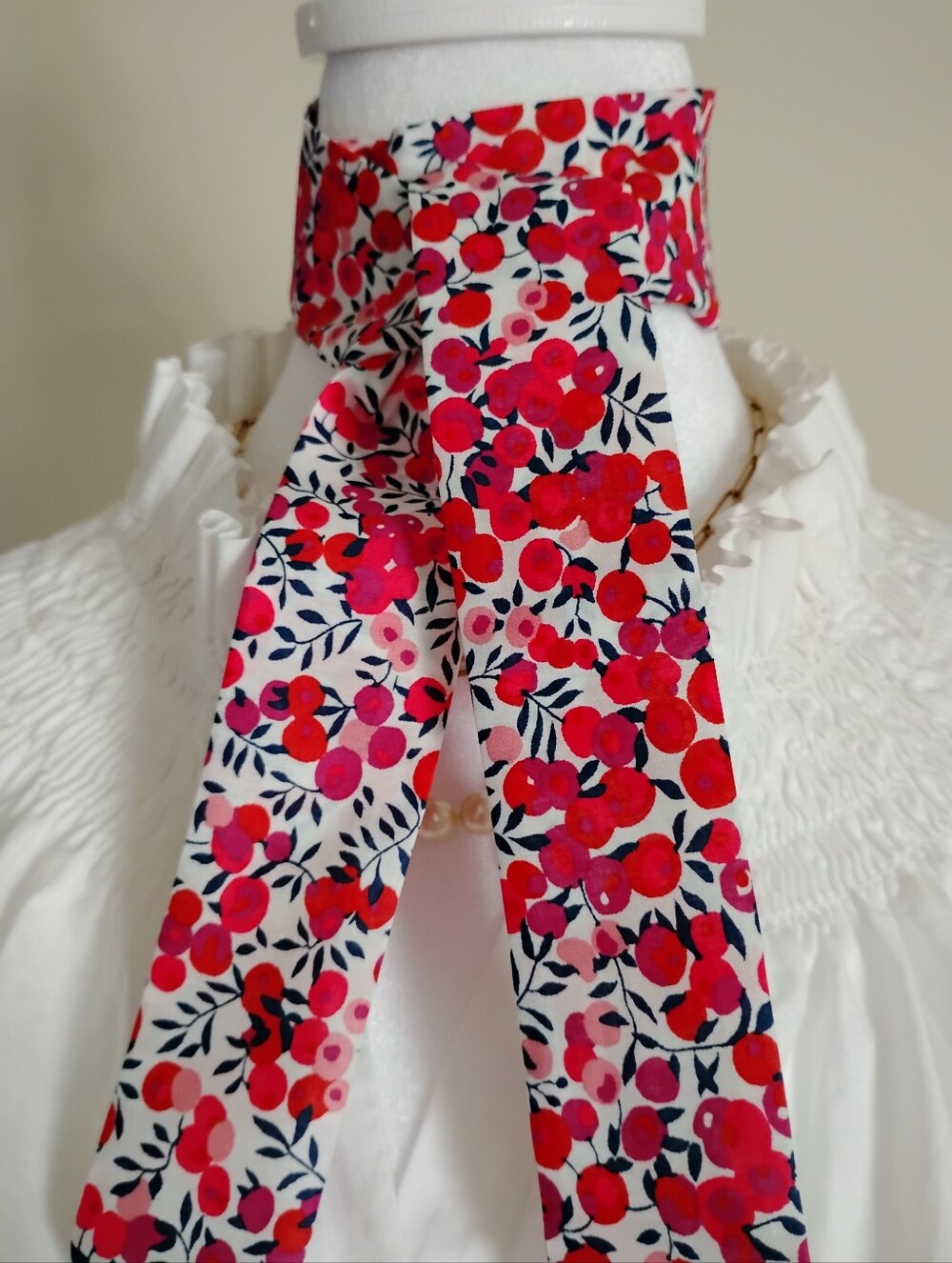 Liberty Art Fabric Tana Lawn Super Skinny Scarf Wiltshire Red Colorful Classic